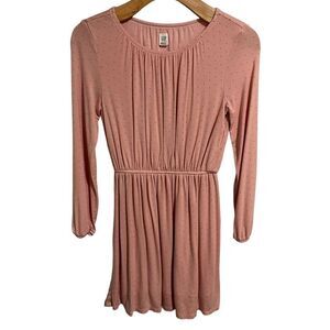 Gap Kids Dress Girls XL Pink Dotted Long Sleeve Tiered Midi A Line Round Neck